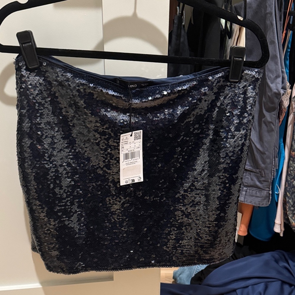 Mango Shimmering Dark Sequin Skirt